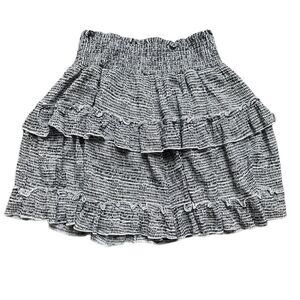 Altar’d State Tiered Ruffle Black and White Printed Smocked Skirt Size Medium
